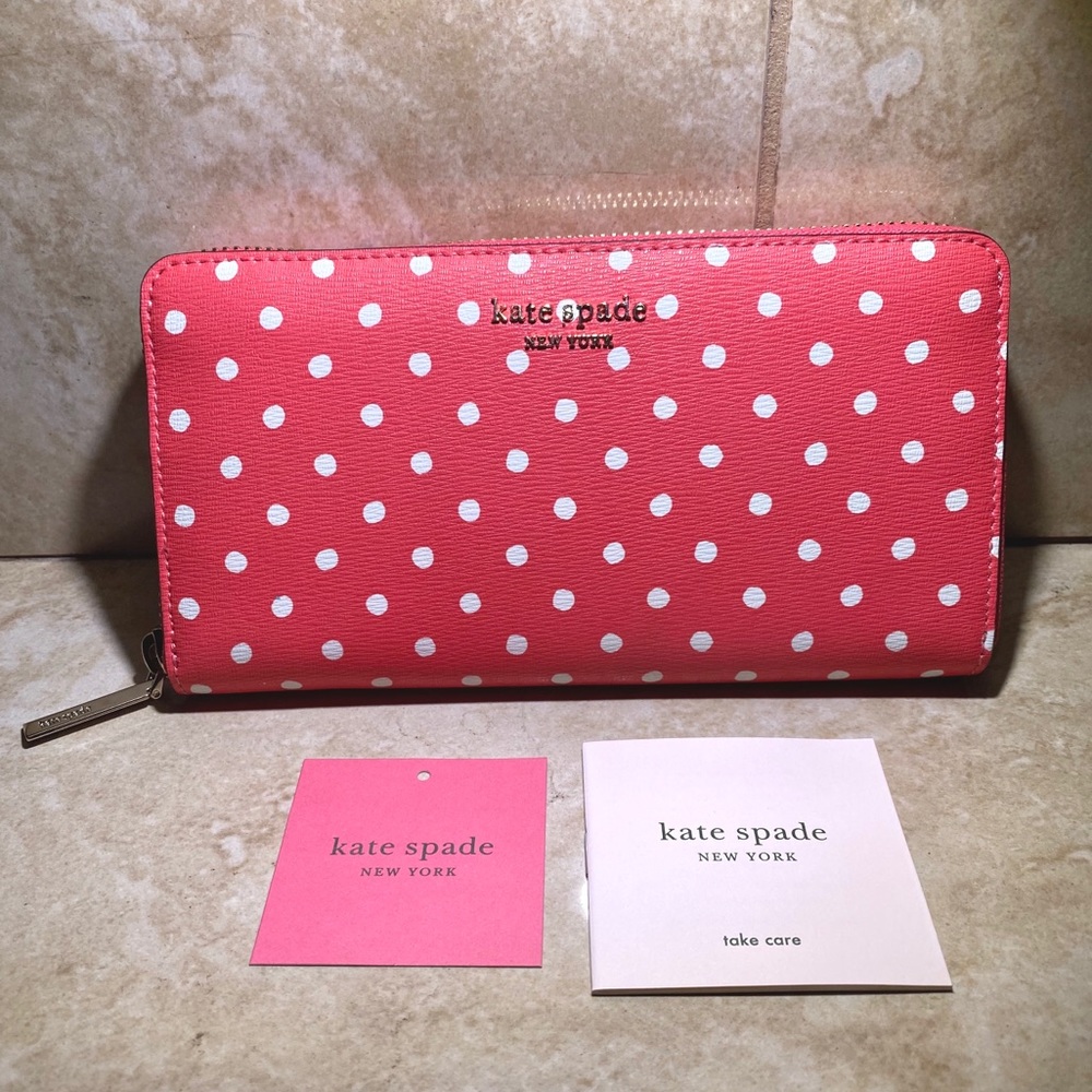 NEW! Kate Spade Spencer Dots Zip Around Wallet